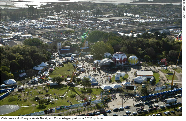  Vista aérea do Parque Assis Brasil, em Porto Alegre, palco da 35ª Expointer